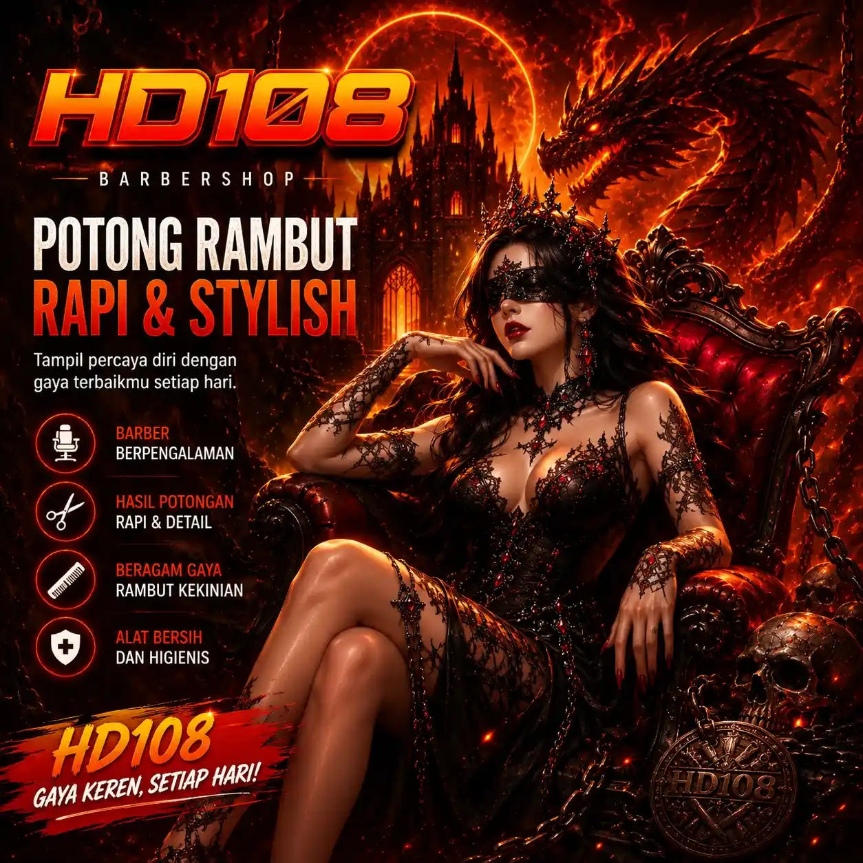 HD108 | Barbershop Favorit untuk Potong Rambut Rapi dan Stylish